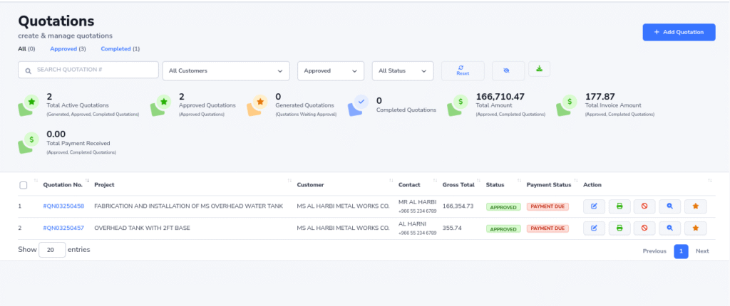 Quotation & Estimation Management