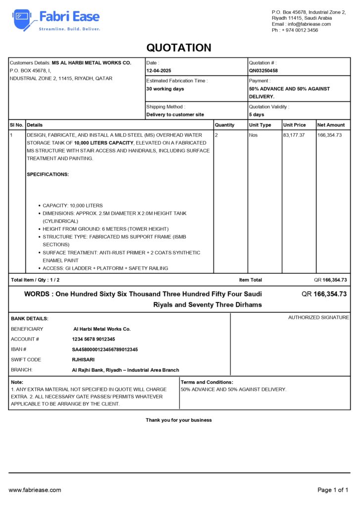 Quotation & Estimation Management