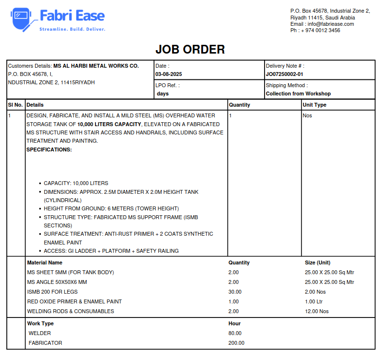 Job Work & Job Card Management
