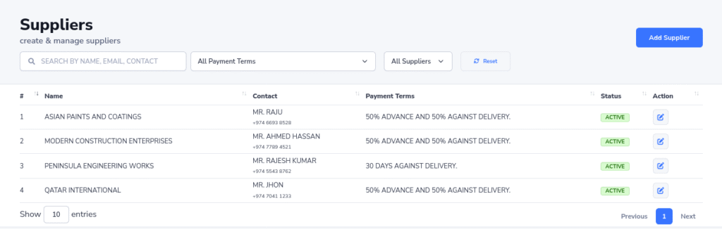 Purchase & Supplier Management